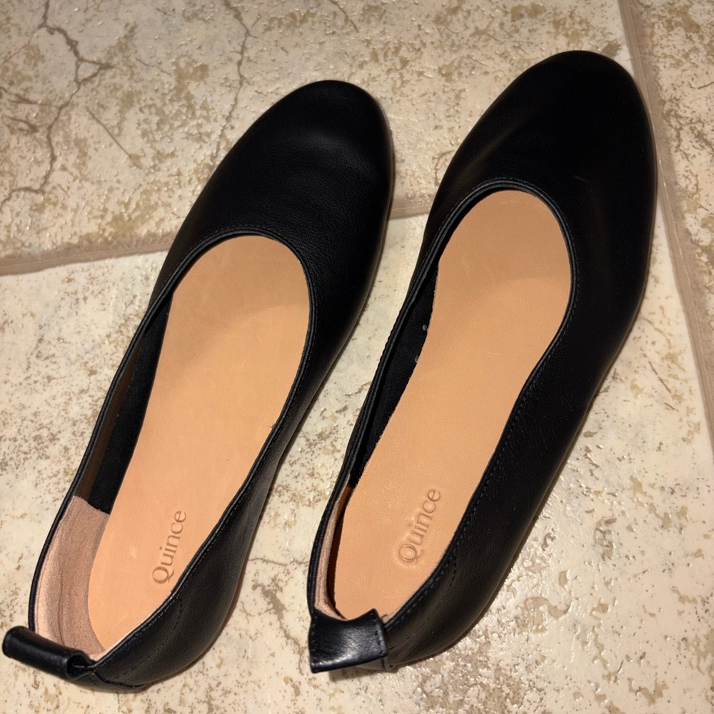 Quince Black Leather Glove Ballet Flat
